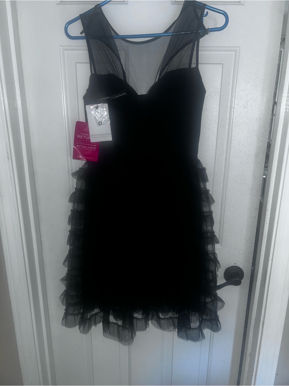 Little Mistress Black Sheer Ruffle Mini Dress - Picture 2 of 2